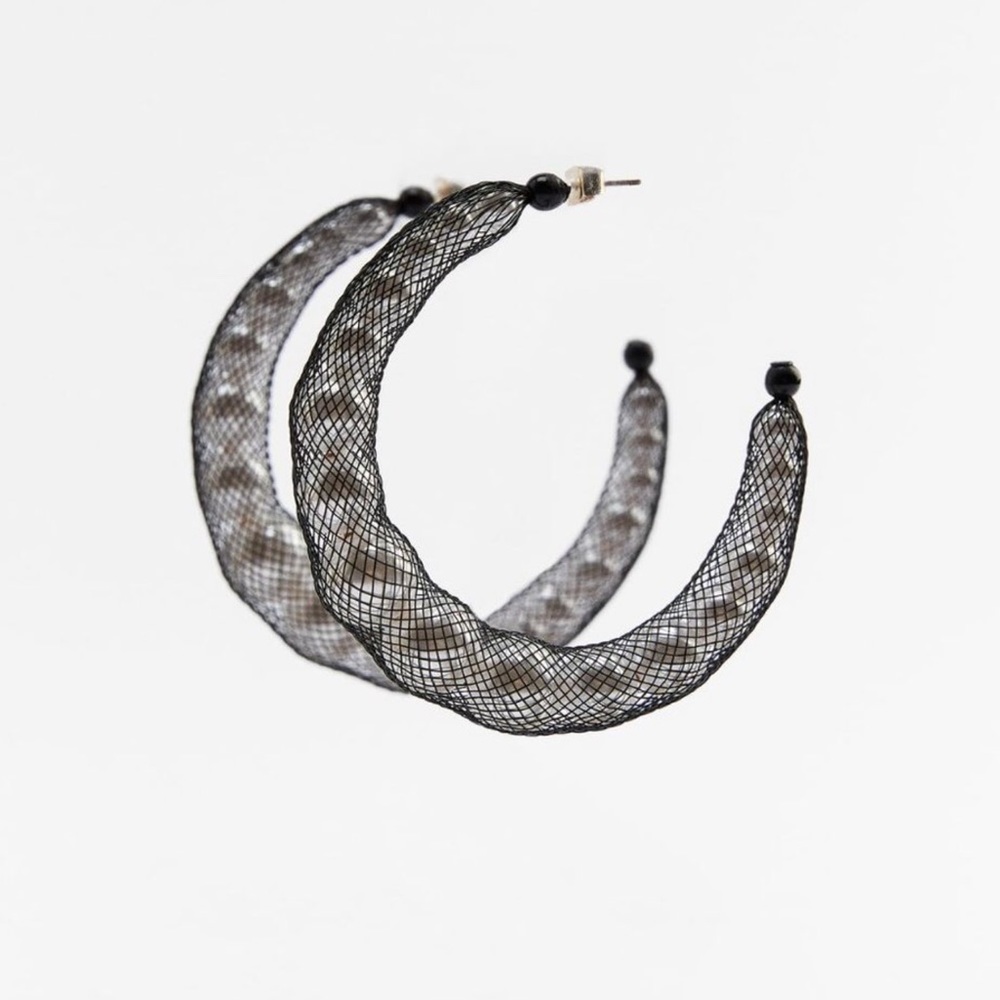 Pearl Mesh Hoop Earring
